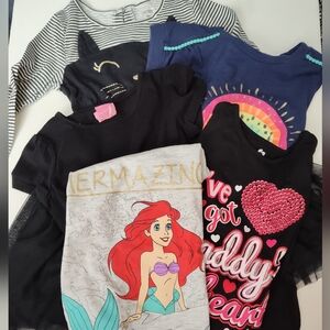 *4T Carter's Cat & Jack Girls' Graphic T-Shirts & Dress Bundle Set of 5